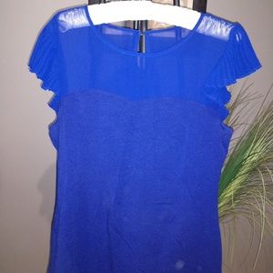Express large sheer shoulder short sleeve shirt